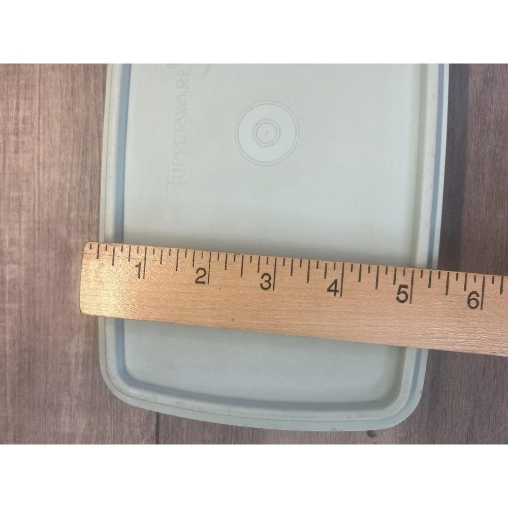 Vintage Tupperware  Sheer Deli Meat Keeper Aqua Blue Lid Slim Rectangle